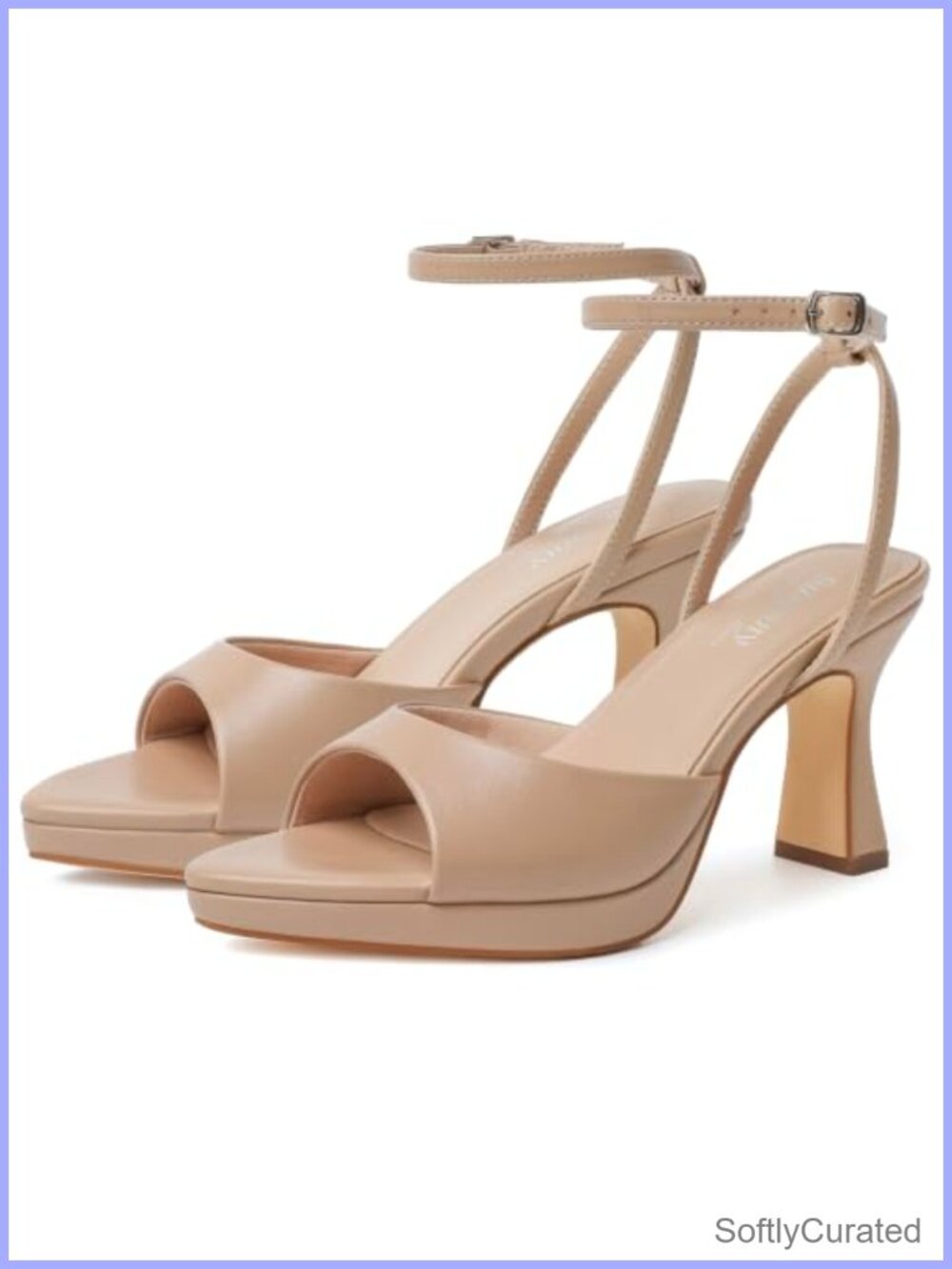 Susanny Women's Pointed Open Toe Strappy Chunky Block Heel Ankle Strap Sandals